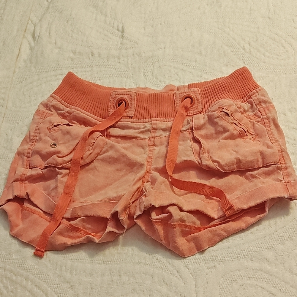 Women's Coral Linen Shorts